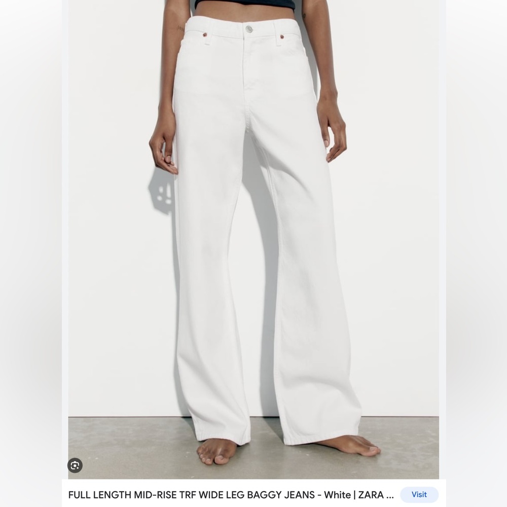 Zara TRF High Rise Wide Leg Jeans White